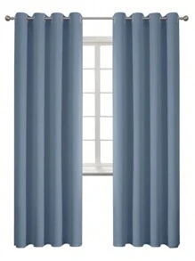 Estelar Textiler Rèm đơn màu trơn, rèm polyester hiện đại cho phòng khách, phòng ngủ - Màu xanh bụi bặm - Xem 24