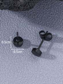 Fashionable and Popular Men Round Stud Earrings Stainless Steel Punk Hip Pop Style for Jewelry Gift and for a Stylish Look - Black - View 5