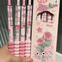 4支装蝶恋花系列ins风高颜值ST头速干刷少女心学生中性笔黑色水笔开学季返校必备 - 彩色 - 查看 11