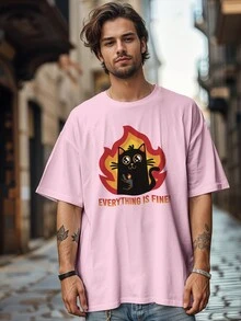 T-Shirt Shirt Meme Kitten Cat Cat It's All Good REF 4191 FLUXO FX - 淺粉色 - 查看 6