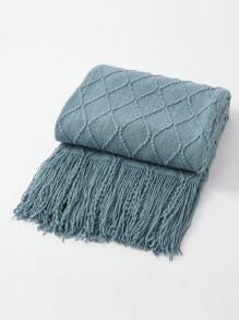 1 pieza Manta de punto, cubierta de sofá, manta, esterilla de punto para siesta en la oficina, chal de verano - azul oscuro - Ver 5