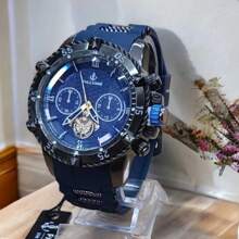 Combo Kit 10 Men's Watches Silicone Strap Waterproof RX Social Sport Pallyjane Guke - 黑色 - 查看 4