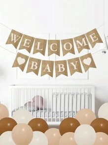 1pc "Welcome Baby" Jute Bunting Banner Decoration For Baby Shower, Birthday, Newborn Partybaby Shower Family Decorations Gifts