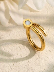 1 Stück vintage Ring mit römischen Ziffern, mehrfarbig, für Frauen und Männer, Paarungsringe, modischer rostfreier Stahlring, anlaufgeschützt, Fingerring Schmuck