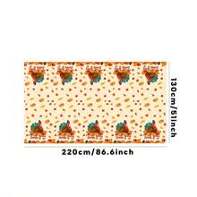 1 件 130x220 厘米矩形感恩节丰收桌布，印有火鸡和枫叶图案，感恩节快乐装饰，适合家庭活动、派对、餐桌、圣诞节 - 彩色 - 查看 10