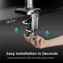 Nearhub MS-001 Monitor Arm Single Arm With C-Clamp & Grommet Mount,Flexible Adjustment 180° Swivel, Tilt +90° To -45°, 360°Rotation Effortless Installation Monitor Arm,Monitor Support Stand - màu đen - Xem 5