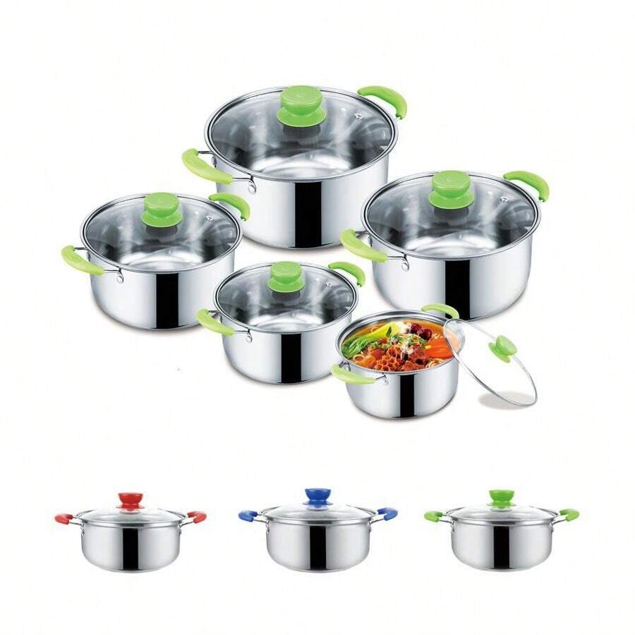 Juego de ollas soperas de acero inoxidable. - Verde - Ver 1
