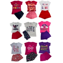 Girls' Summer Set - 3 T-Shirts + 3 Shorts (3 Sets Sizes 1 To 14) - 彩色 - 查看 3