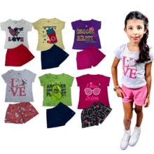 Girls' Summer Set - 3 T-Shirts + 3 Shorts (3 Sets Sizes 1 To 14) - 彩色 - 查看 2