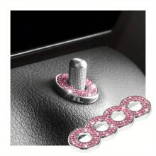 4pcs Car Door Lock Rhinestone Decorative Stickers - Universal Shiny Door Bolt Covers For Auto Interior - one-size - View 2