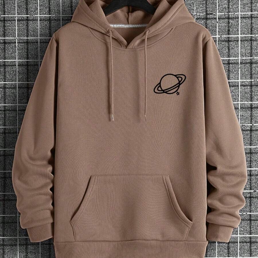 Planet Kangaroo Unisex Sweatshirt Printed Space Flying Saucer Space Space Immediate Shipping - 駝色 - 查看 1