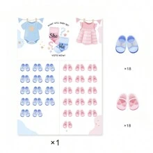 性别揭晓投票棋盘游戏（1 件装）带有粉色和蓝色贴纸 - 性别揭晓派对和 BB 派对的理想补充，保证让所有人享受乐趣！ - 彩色 - 查看 3