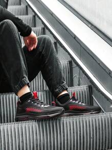 Men's Knitted Upper Breathable Height-Enhancing Shock-Absorbing Sports Shoes Are Fashionable And Versatile, Suitable For Daily Campus Wear And Casual Sports Shoes
