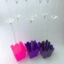 Plastic Cachepot With Small Balloon Holder Rod With 04 Rods - 02 Units - 淺粉色 - 查看 4