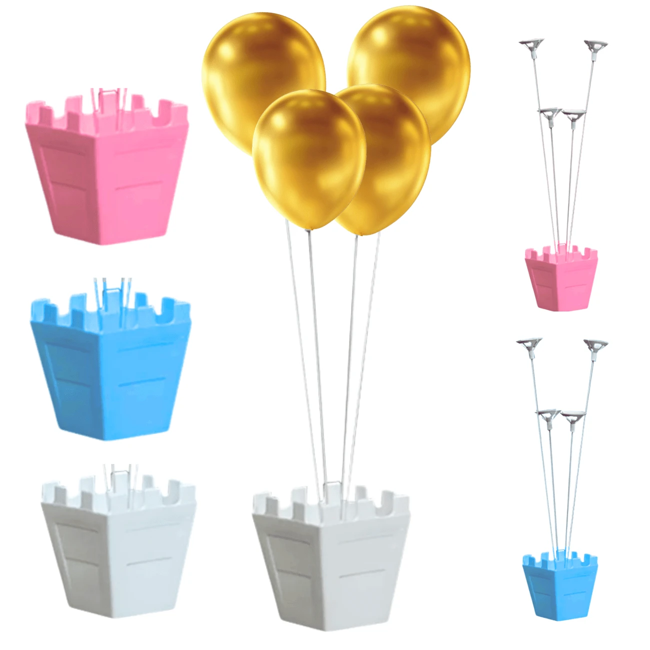 Plastic Cachepot With Small Balloon Holder Rod With 04 Rods - 02 Units - 淺粉色 - 查看 1