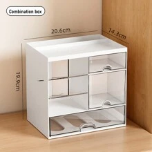 1 Pièce Bureau Minimaliste Tiroir Organisateur De Papeterie Porte-stylo Avec Grande Capacité, Peut Être Assemblé Comme Étagère Pour Bureau Ou Étudiant