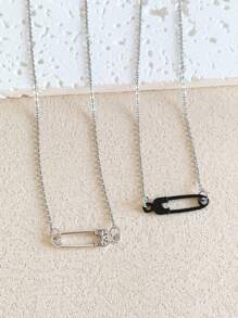 1pc Fashionable Personalized Safety Pin Pendant Necklace, Original Design Women Stainless Steel Necklace