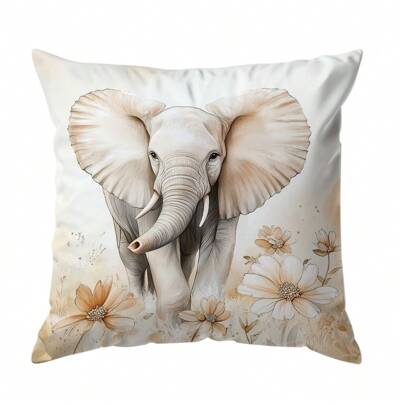 1 Stück süßer Elefant einseitig bedruckter Kissenbezug, 45*45 cm