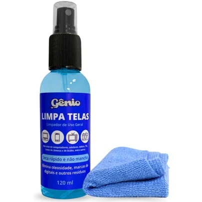Limpa Telas Gênio + Flanela Celular Televisão Computador Telas em Geral Acompanha Flanela