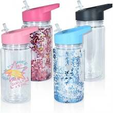 1 bộ cốc nhựa 10oz hai lớp có vòi có thể thu vào, chống vỡ, có nhãn dán & kim tuyến DIY tùy chỉnh, lý tưởng cho sử dụng ngoài trời, du lịch và gia đình - Nhiều màu - Xem 11