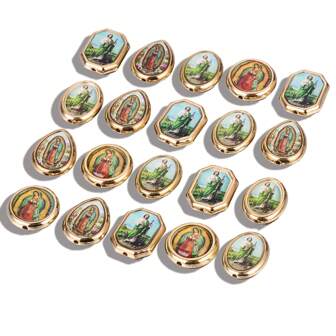 20pcs/Pack CCB Material Gold Round Drop Shape Beads, Religious Figure Prayer Beads Accessories For Necklace & Bracelet DIY