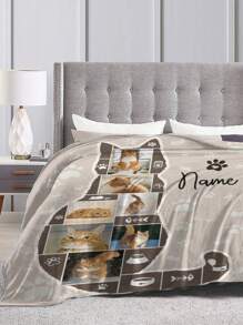 1 Stück individuell bedruckter Flanell-Decke mit Namen, personalisierte Decke mit Bild/Text, individuelle Tier-Bettwäsche Decke mit Katzen-Motiv, Collage-Decke, Decke für beste Freunde, kuscheligen Decke, Weihnachtsgeschenk, Familienfotos Geschenk, Hochzeitsgeschenk, Geburtstaggeschenk, Muttertags-Geschenk, Vatertags-Geschenk für Sofa, Bett, Auto, Teeraum, Schlafzimmer, Wohnzimmer