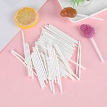100pcs/300pcs Solid Paper Sticks, Lollipop Paper Sticks, Cake Pop Sticks, Candy/Chocolate Stirrers - White - View 4