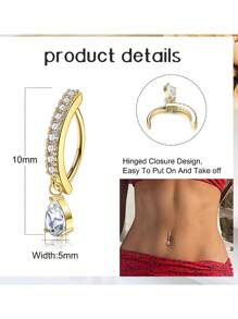 1件装 14G 肚脐环 垂坠式肚脐穿孔饰品 可爱粉色 CZ 爱心蝴蝶蝴蝶结花朵肚脐环 女士款 14G 银色不锈钢精致垂坠式肚脐穿孔饰品 派对圣诞节生日礼物