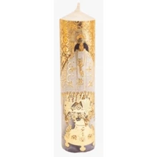Paquete de 12 Mini Cirios De Cera Decorados "Virgen de Juquila" Para Recuerdos o Decoración - Blanco - Ver 6