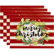 1/4/6 件圣诞涤纶亚麻餐垫、圣诞主题餐桌垫、圣诞格子圣诞快乐隔热垫、厨房装饰桌垫、西式餐桌垫、圣诞装饰品、餐桌装饰品 - 彩色 - 查看 13