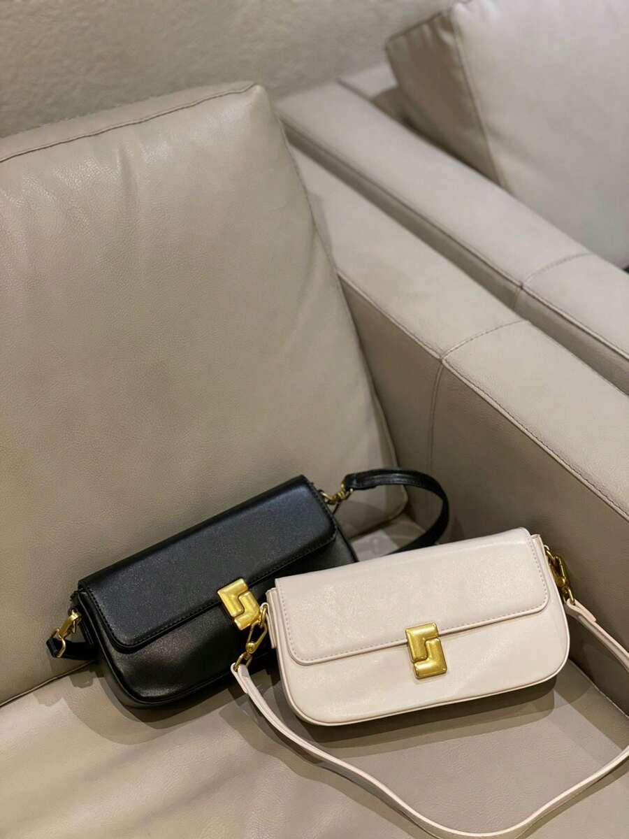 Crossbody Baguette Bag With Adjustable Strap, Premium Quality, Lined On The Inside, Fashion Blogger - 米色 - 查看 1