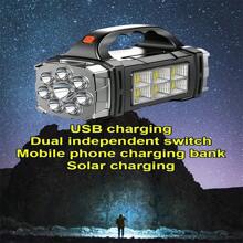 4/8 LED Portable Flashlight, USB And Solar Rechargeable, High Intensity, Long Battery Life, Multiple Lighting Modes, With COB Work Light, Suitable For Home, Outdoor, Camping, Fishing And Other Scenarios