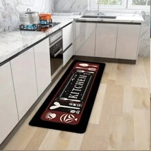 1/3 件圣诞厨房地毯、圣诞树和小矮人设计黑色厨房垫、适合节日派对的低调地垫、圣诞快乐厨房家居装饰 - 黑色 - 查看 6