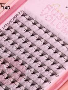 180 件 D 卷曲 5D 6D 8D 120 簇 14D 窄尖头底座 Promade 扇形睫毛延长，单根睫毛簇，韩国 PBT 纤维超柔软超黑俄罗斯卷长茎 Promade 扇形假睫毛，0.07 毫米 D 混合中茎手工扇形适用于沙龙 - D - 查看 12