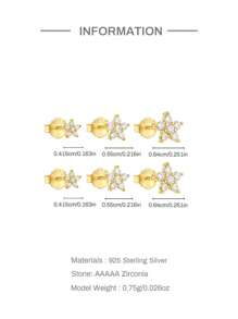 6Pcs 925 Sterling Silver Three  Flowers Earring For Women Romantic Drop Earring 18K Gold Plated  Suitable For Party Mom Gift Fine Jewelry - Gold - View 5