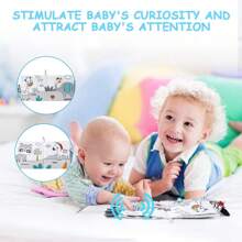 Soft Fabric Animal Tail Baby Teething Book, Durable Non-Tear Early Educational Sensory Toy