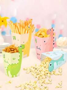 12/24 件派对礼品袋，可爱恐龙卡通，一次性容器纸袋，四种不同颜色的礼品填充袋，桌面中心装饰，生日装饰用品，送给朋友的礼物，适用于室内家庭客厅派对用品，电影必备道具，户外派对节日装饰 - 彩色 - 查看 4