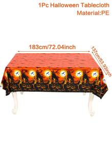 1pc Halloween Table Runner, Red Death Skull/Moon Skull Pumpkin/Dark Castle Bat Style Halloween Disposable Tablecloth, Horrible Terrifying Atmosphere For Halloween Party Home Table Room Background Decoration Supplies Table Cover Home Decor Room Decor Halloween Decor