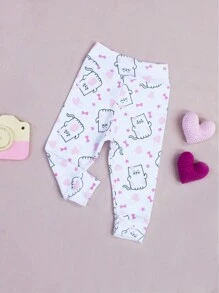 SHEIN Ribbed Knit Pants For Baby Girls And Boys, 2 Pieces, Soft, Hypoallergenic, Comfort Waistband, No Elastic, Perfect Fit, Ribbed Knit, 100% Cotton - 玫瑰紅 - 查看 8