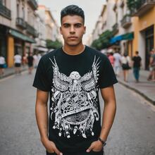 Men's T-Shirt - Owl - Dreamcatcher - Rock Shirt - màu đen - Xem 1