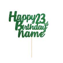 1pc Customizable Happy Birthday Cake Topper With Nameplate And Age, Comes With Double-Sided Glitter Card In Various Colors - Multicolor - View 12