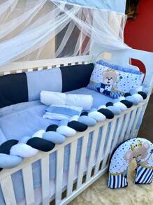 10-Piece Warrior Bear Crib Kit For Standard American Crib - 藏蓝色 - 查看 4