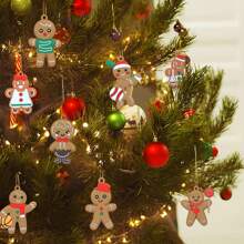 12 Stück niedlicher Lebkuchenmann Anhänger Set - für Weihnachts- und Erntedankdekoration, Festgeschenkverpackung, Weihnachten