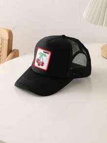 1 件刺绣樱桃标签拼色马尾网眼棒球帽，户外可调节防晒帽，适合春秋旅行海滩度假，Y2K 风格万圣节 - 棒球網帽 - 查看 11