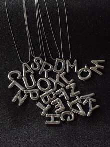 MECYLIFE 1pc Stainless Steel 3D Bubble Letter Design Necklace