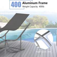 Set Of 2 Lounge Chairs, Aluminum Outdoor Lounge Chairs, S-Shaped Design Conforms To The Body's Curves For Enhanced Comfort, Chaise Lounge For Poolside, Garden, Beach, Camping, And Backyard - Grey - View 4