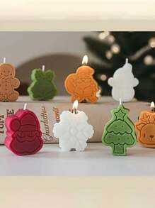 Bộ nến thơm chủ đề Giáng sinh 1 chiếc, có hình người tuyết, bánh gừng, chuông và ông già Noel - Nhiều màu - Xem 5