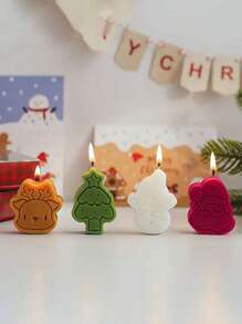 Bộ nến thơm chủ đề Giáng sinh 1 chiếc, có hình người tuyết, bánh gừng, chuông và ông già Noel - Nhiều màu - Xem 3
