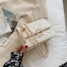 Rhombus Chain Bag, Women's Messenger Bag, Versatile Niche High-End Shoulder Small Square Bag - 黃色 - 查看 6