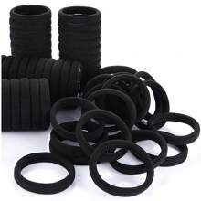 Kit 144 Black Elastic Hair Bands For Ponytail Hair - màu đen - Xem 3